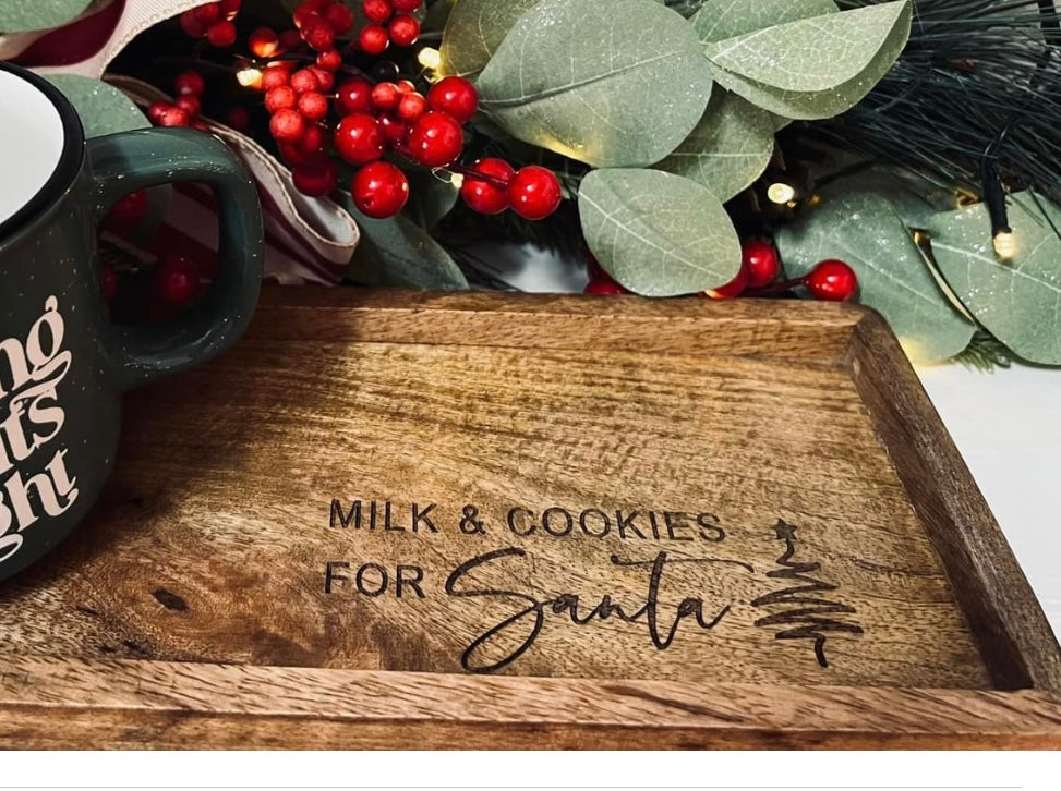 Milk & Cookies for Santa engraved Tray