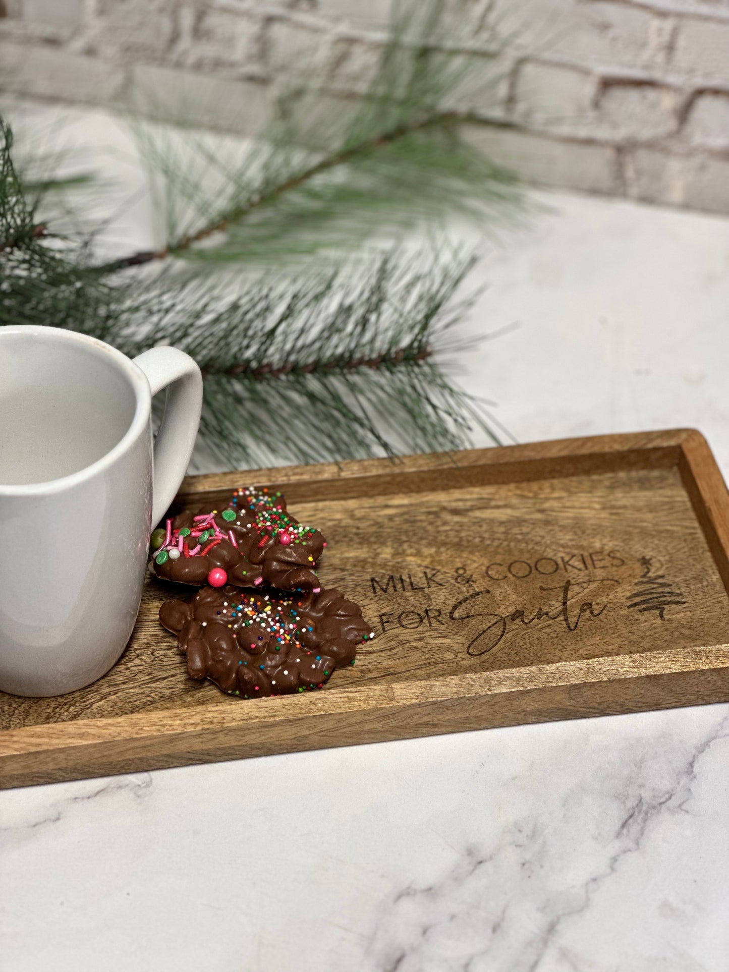 Milk & Cookies for Santa engraved Tray