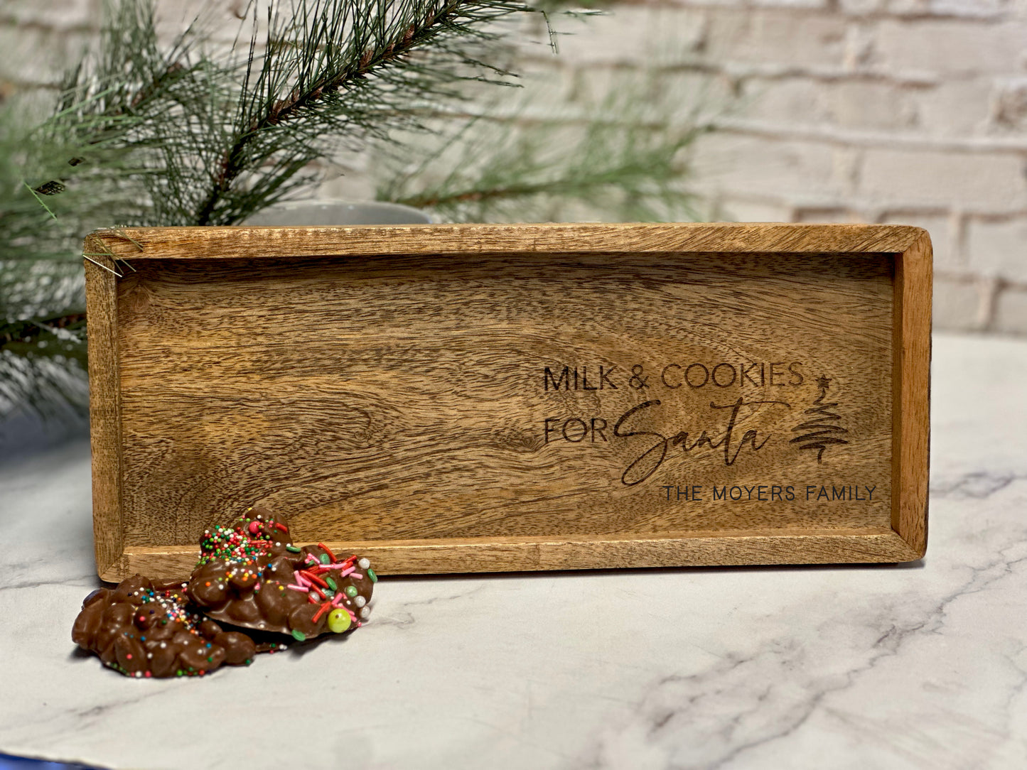 Milk & Cookies for Santa engraved Tray